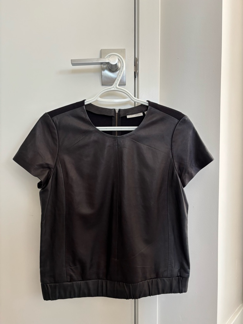 Halogen Black Short-Sleeve Leather Tee